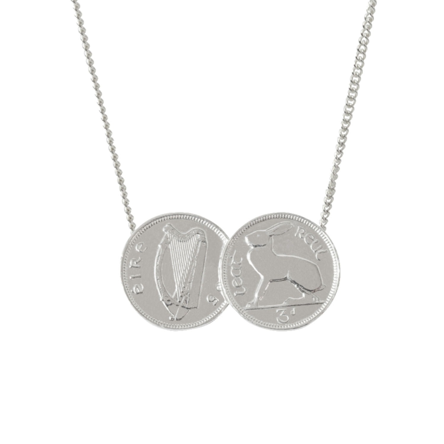 Women’s 3D Double Irish Coin Necklace In Silver Katie Mullally