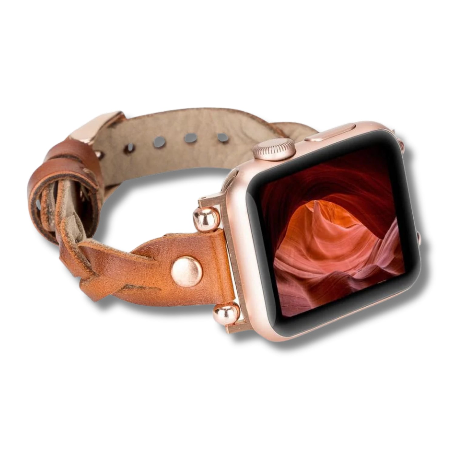 Leathere Women's Apple Watch Braided Band - Brown - Chico In Brown