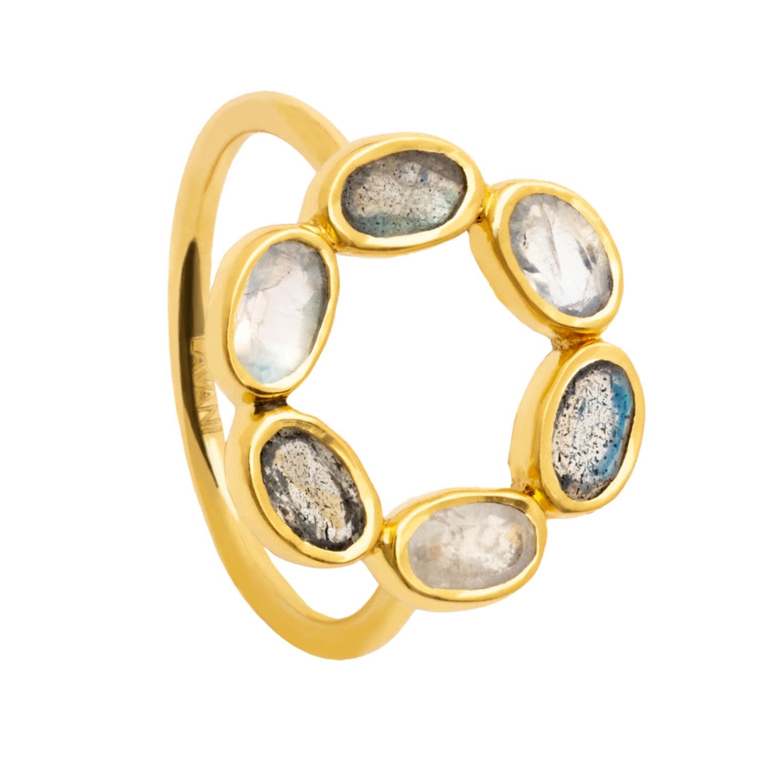Lavani Jewels Women's White / Grey / Gold White & Grey Circular Karma Ring In Gold