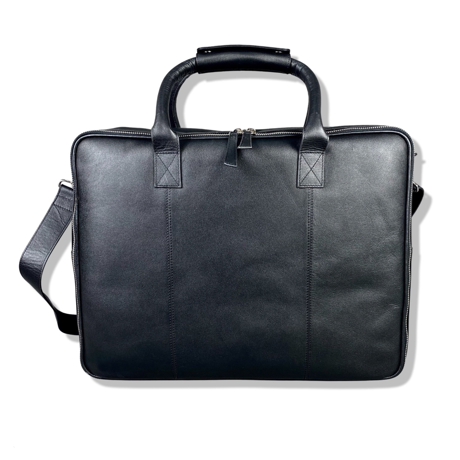 Black Leather Laptop Carry All Bag LeatherCo. Wolf Badger