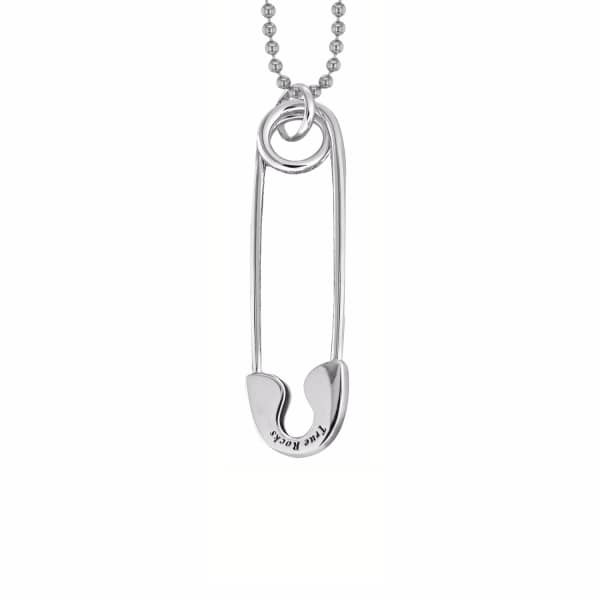True Rocks Medium Safety Pin Necklace Silver