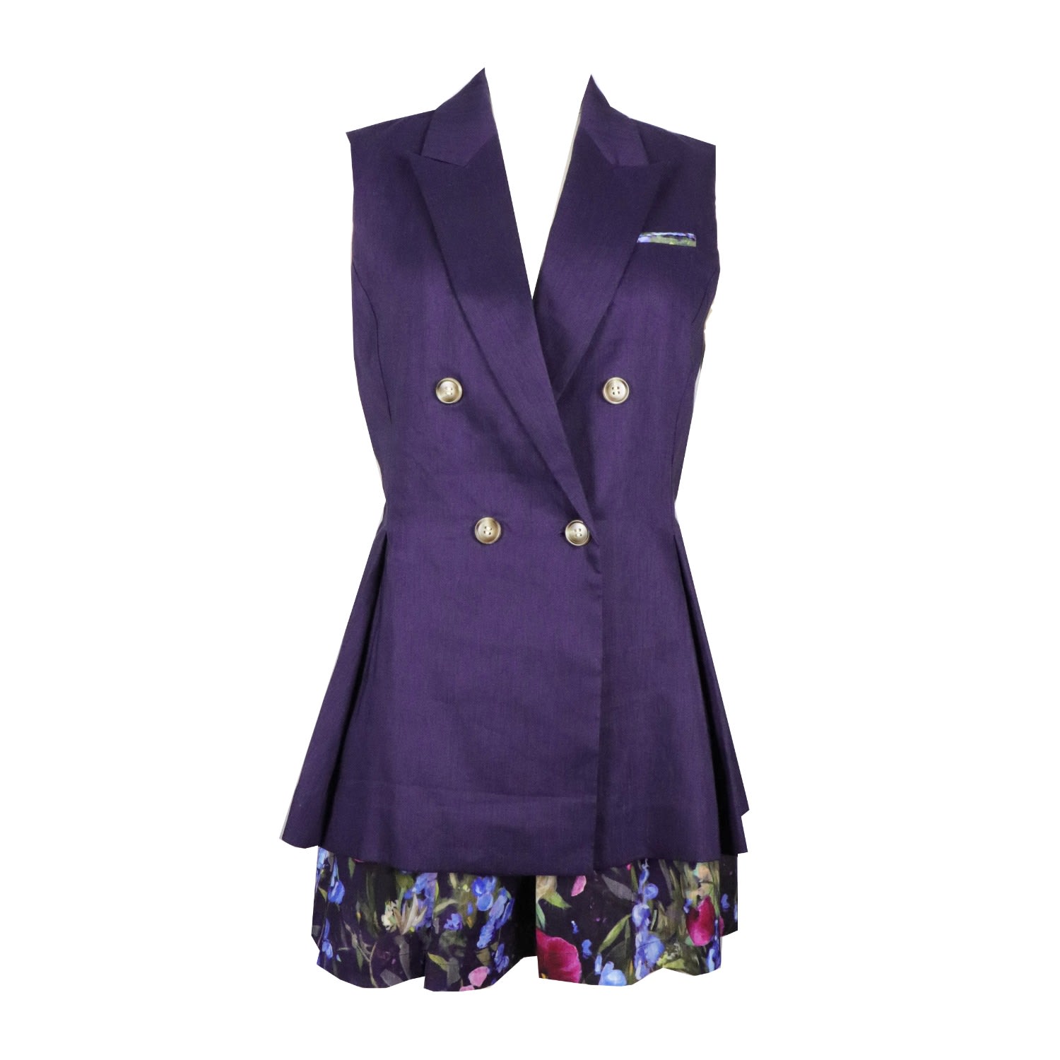 Flora By Alexandria Women's Pink / Purple / Blue Paulina Blazer Vest In Pink/purple/blue