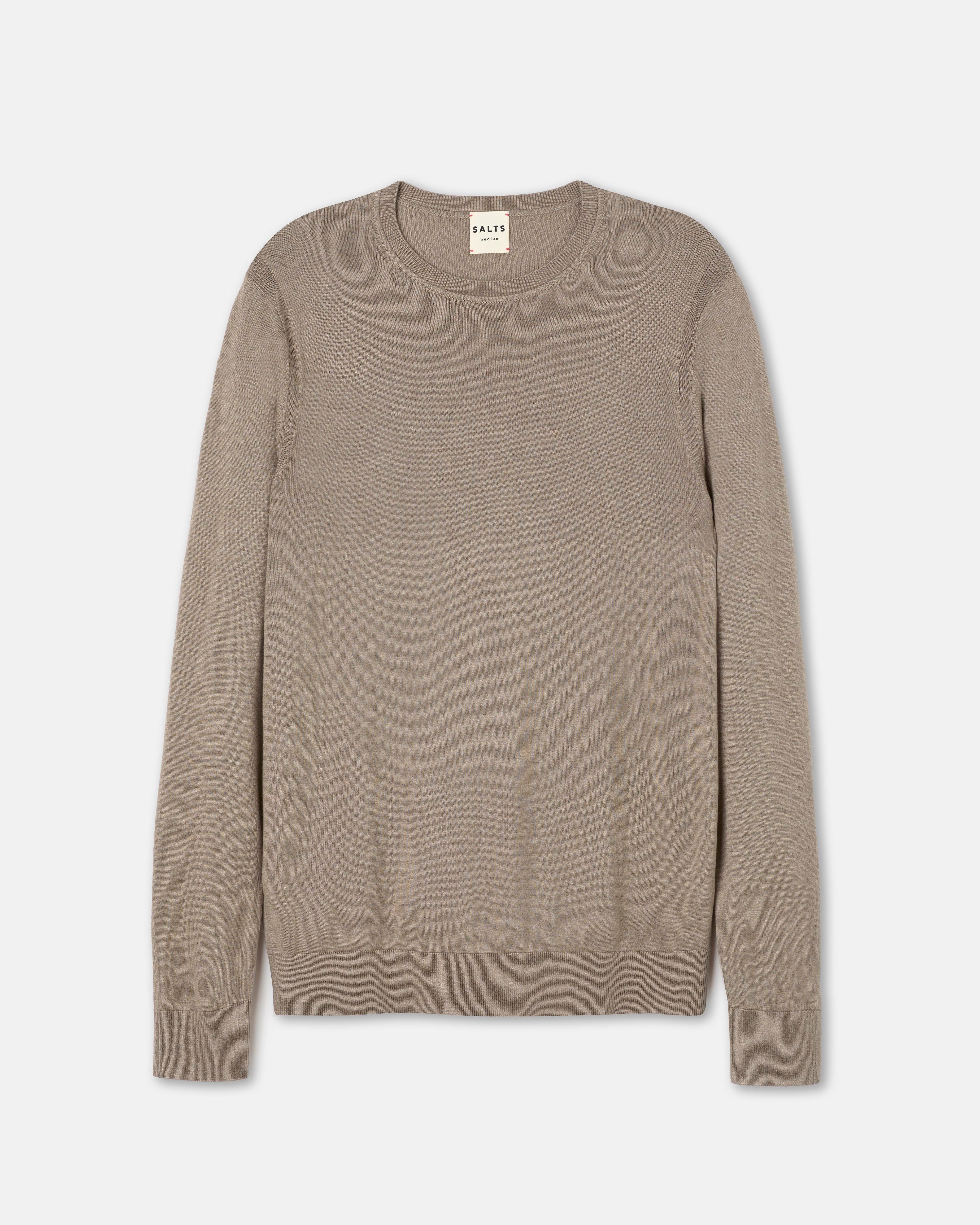 Salts Women's Neutrals Fine Knitted Crew Neck Sweater - Mink