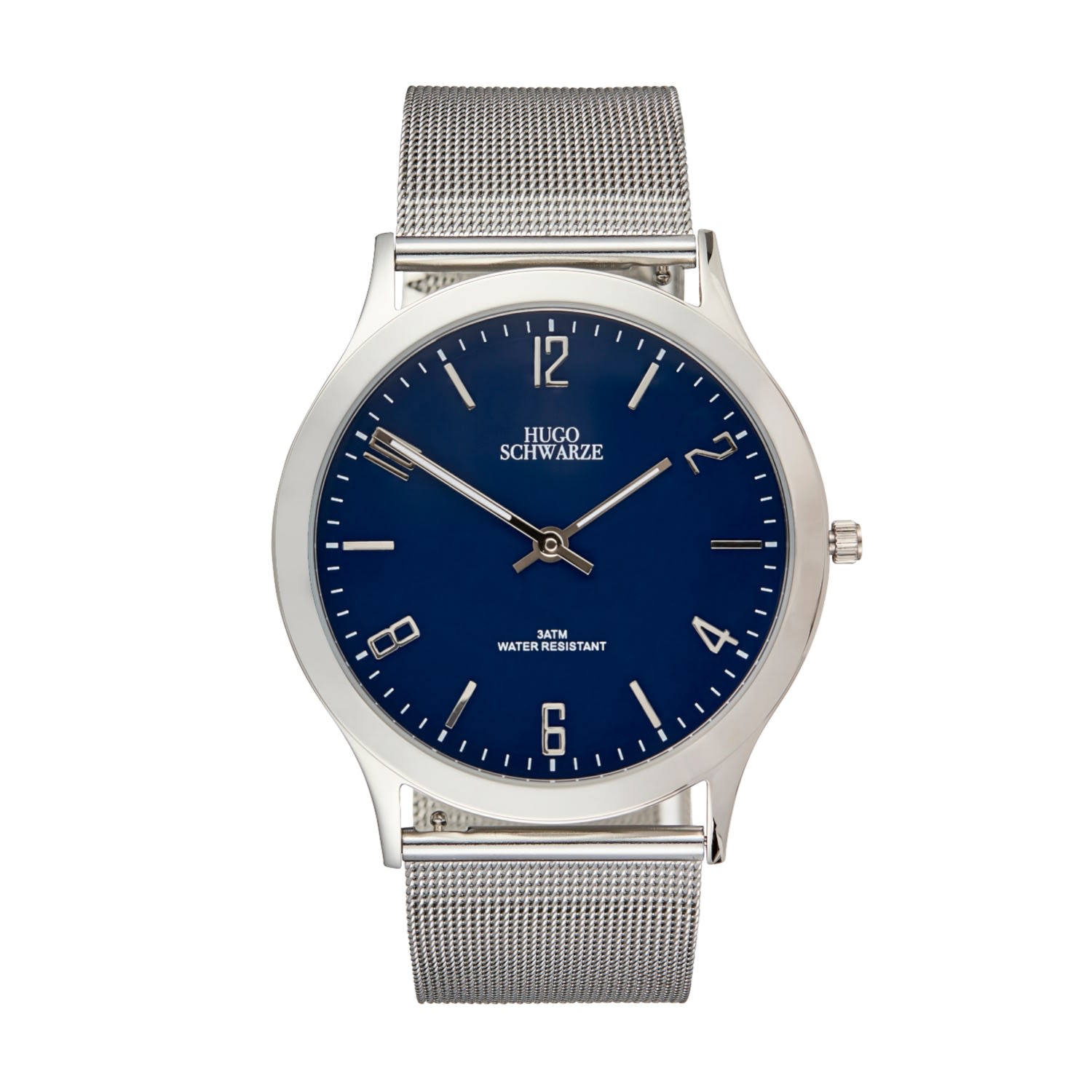 Bermuda Watch Company Hugo Schwarze Theodore Silver Navy Blue & Black Slim Interchangeable Mens Watch In Silver