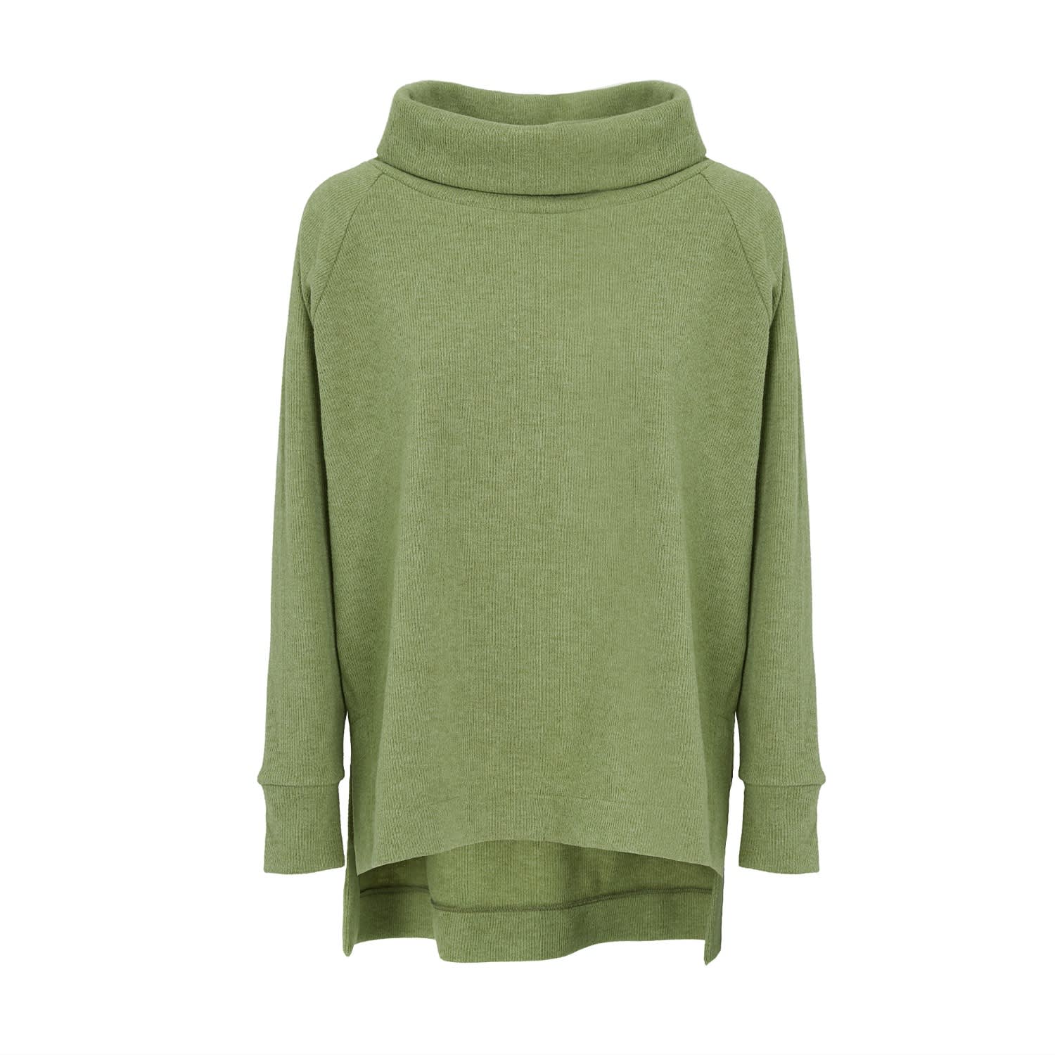 Green oversized turtleneck sweater top