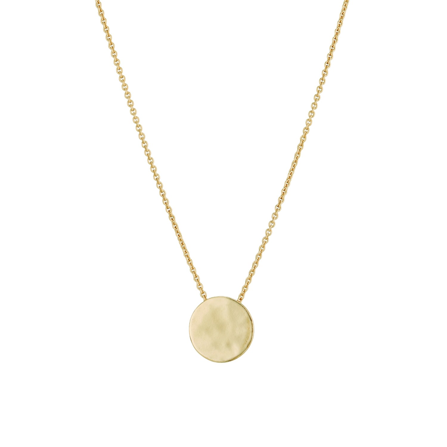 Women’s Yellow Gold Plated Medium Hammered Disc Necklace Posh Totty Designs