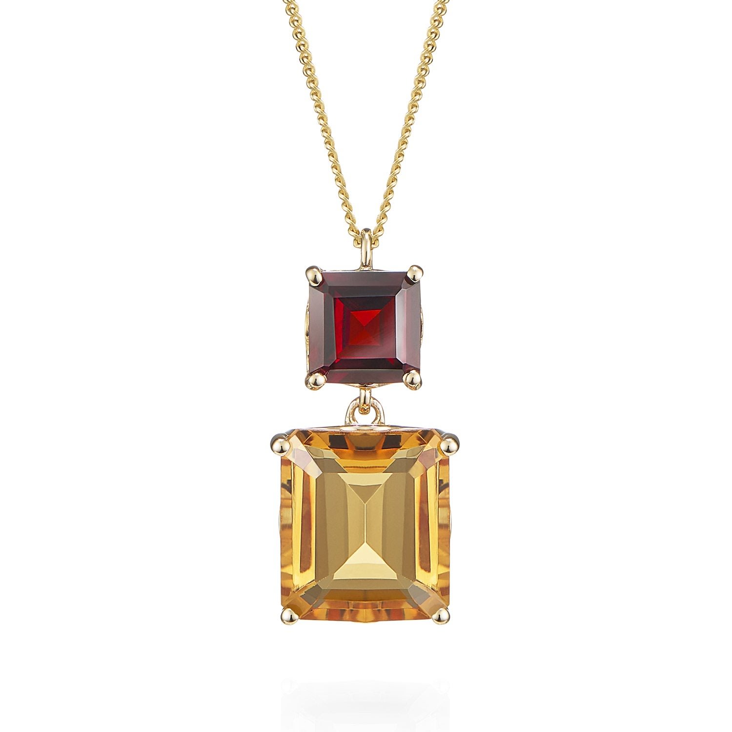 Women’s Garnet & Orange Citrine Octagon Gold Pendant Augustine Jewels