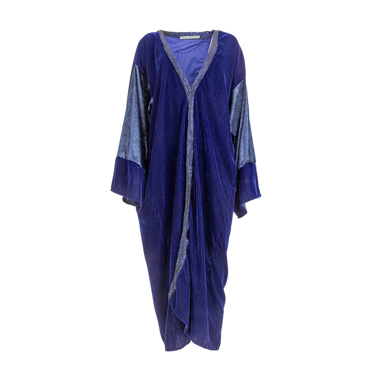 Harlow Loves Daisy Women's Reign - Magnificent Electric Blue Velvet Robe With Bohemian Adornments