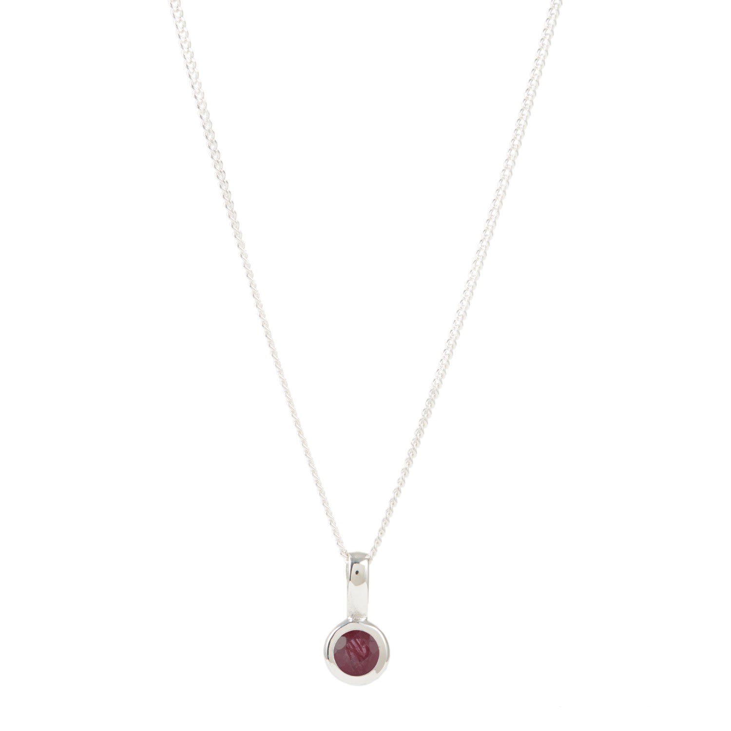 Women’s July Birthstone Charm Silver Necklace - Ruby Charlotte’s Web Jewellery