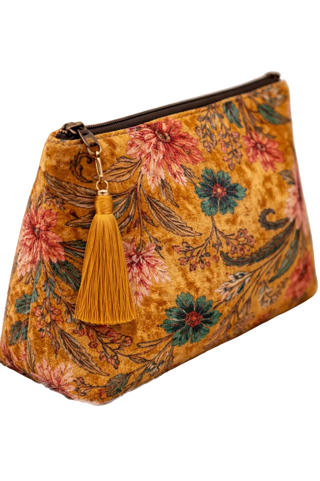 Yellow Amber Lotus Velvet Makeup Bag | One Size | Conscious Yoga Collective