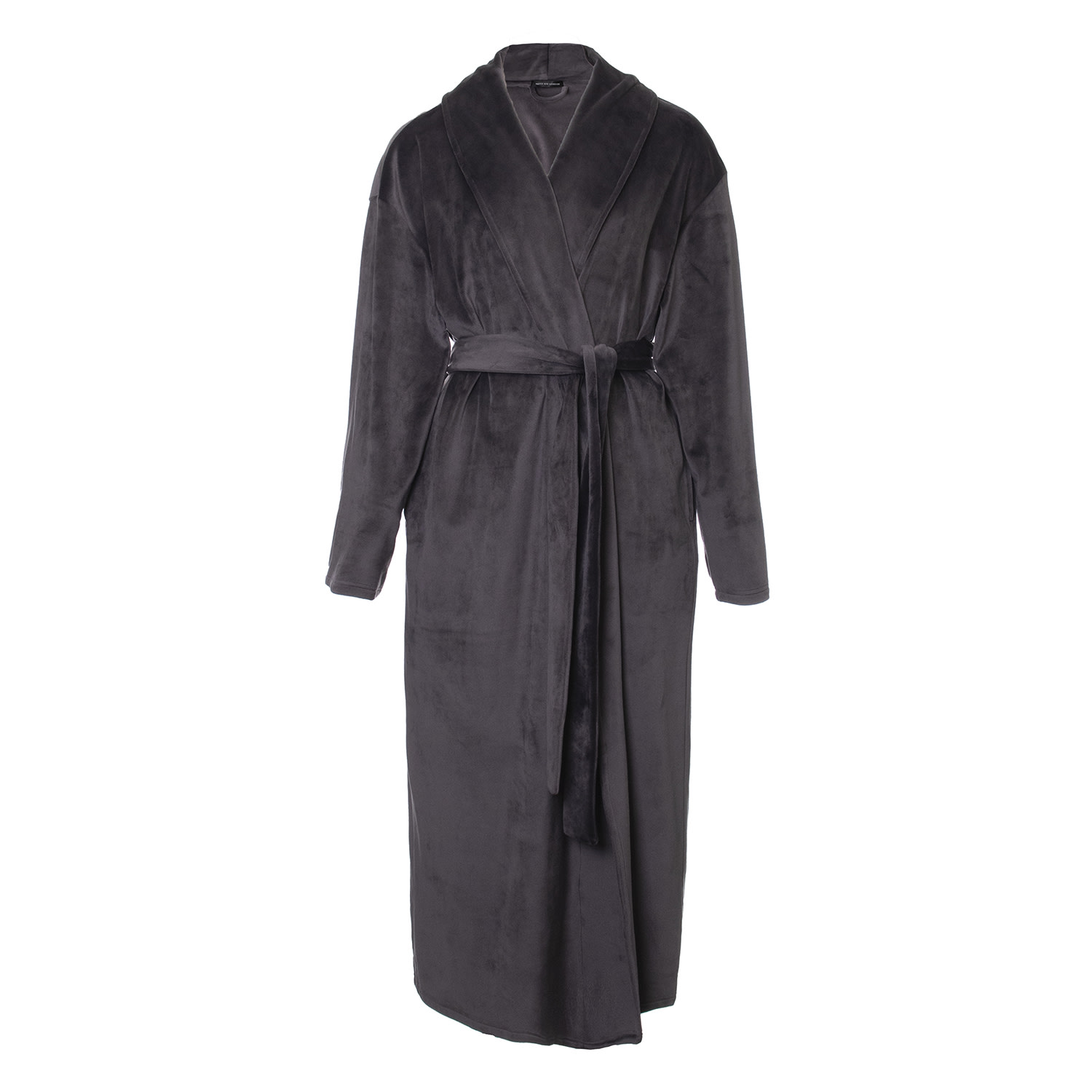 Pretty You Women's Black Velour Longline Robe In Raven In Black