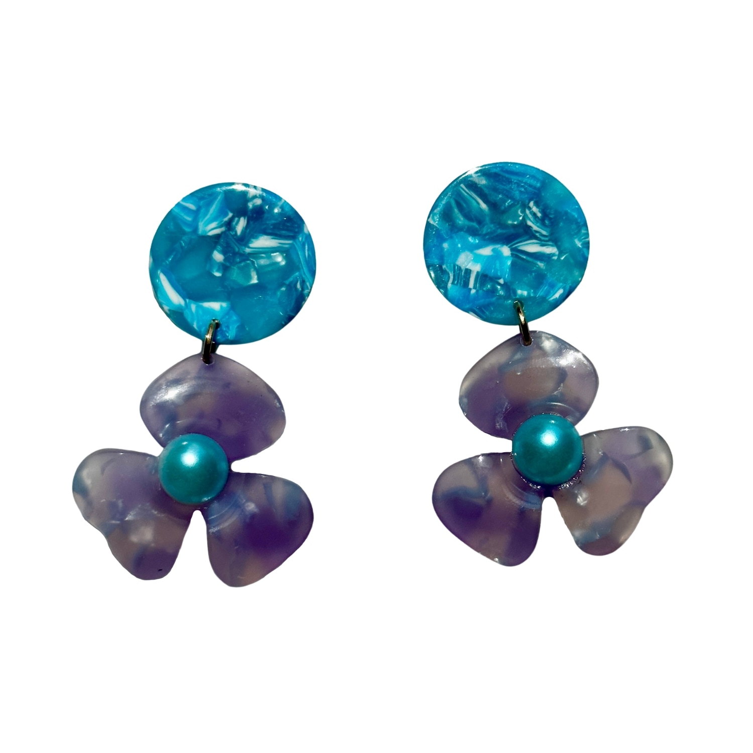 Women’s Blue / Pink / Purple Pearl Water Poppy Drop Earrings In Purple & Blue Closet Rehab