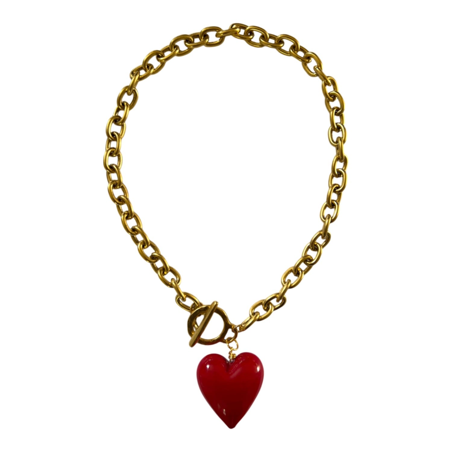 Sccollection Women's Amore Heart Necklace - Poppy Red