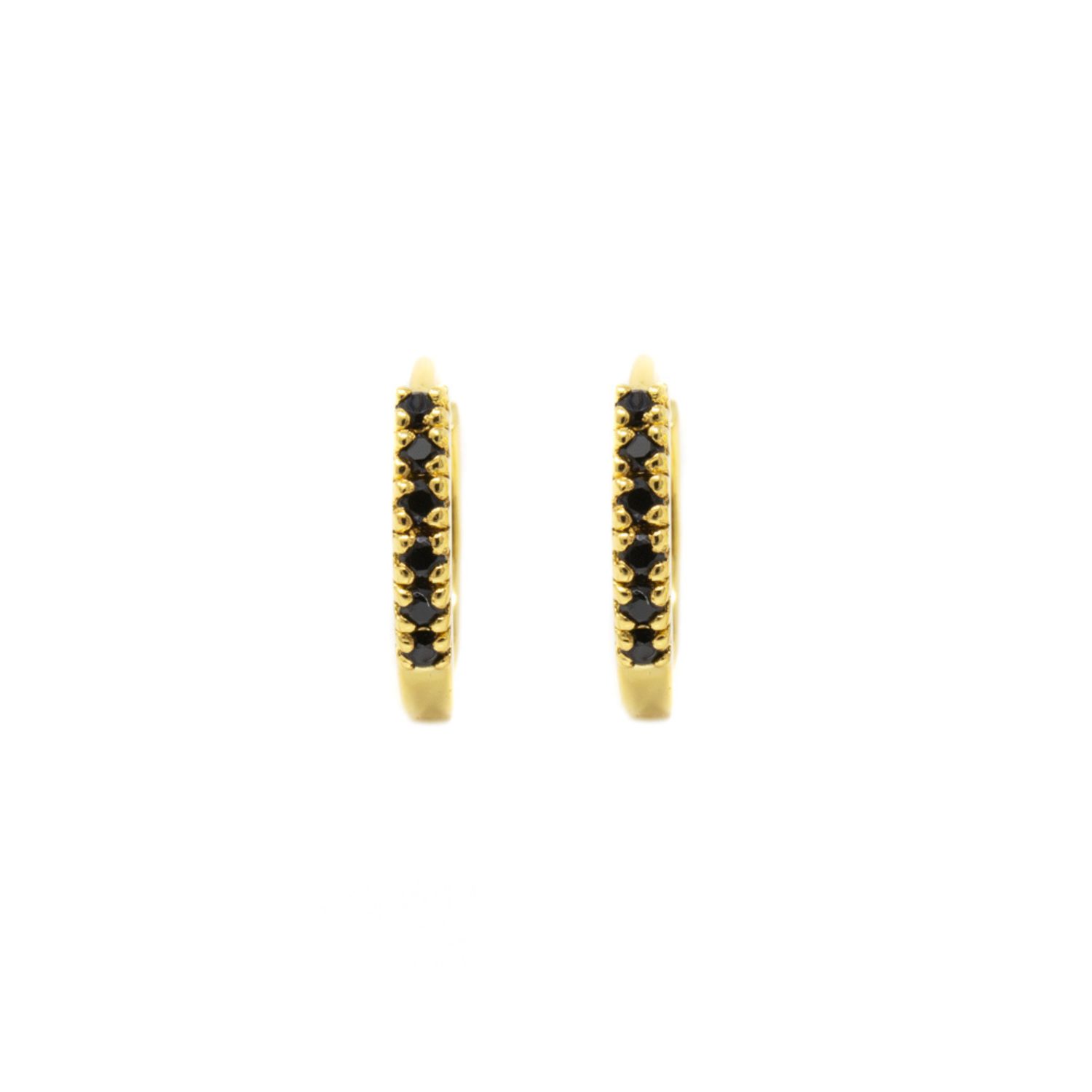 Nasi Silver Women's Black Adaya Huggie Hoops- Onyx, Gold In Black