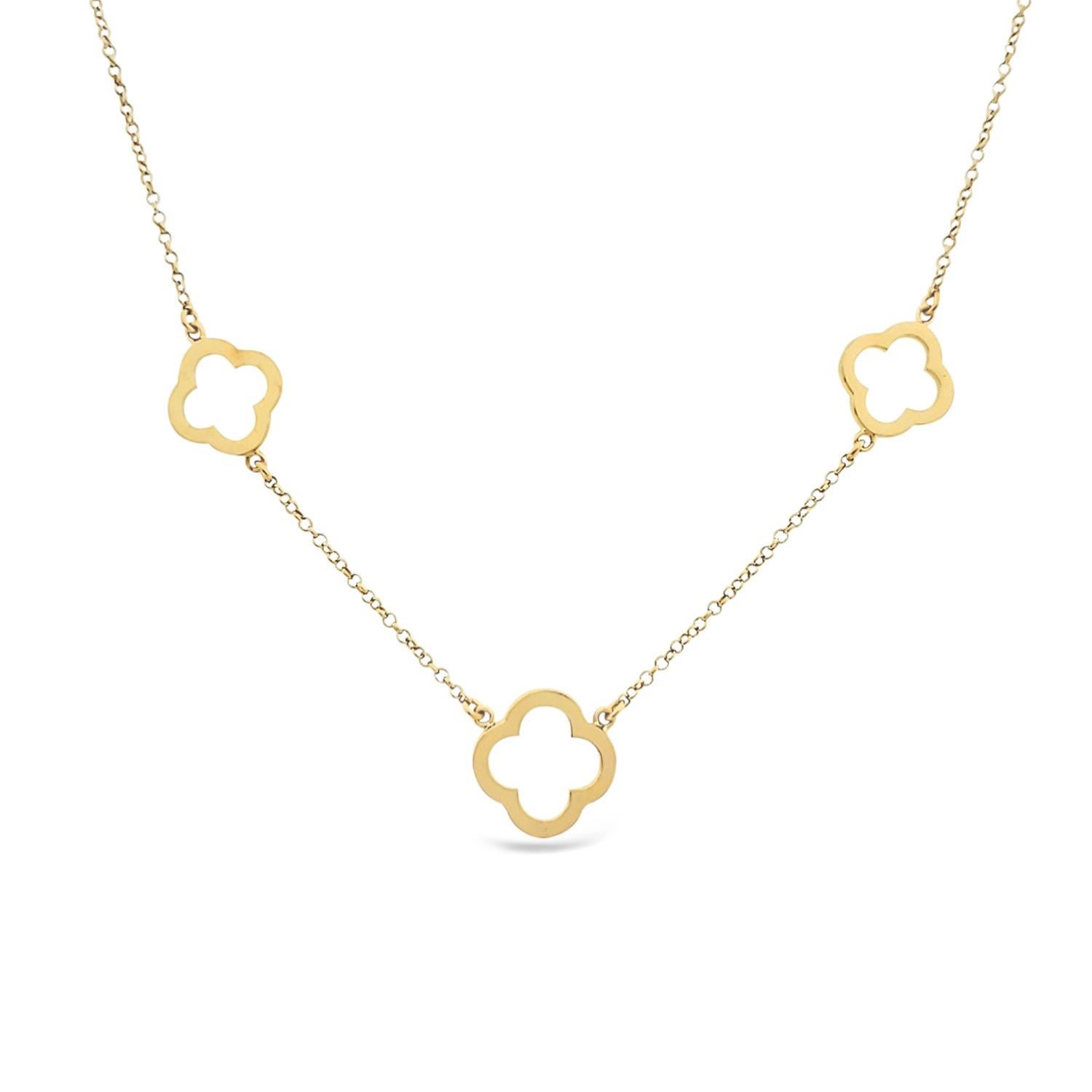 Lutiro Women's Three Open Four Clover Necklace - Gold In Gold