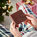 Vida Vida Vida Dark Brown Leather Tri Fold Wallet With Rfid In Fold