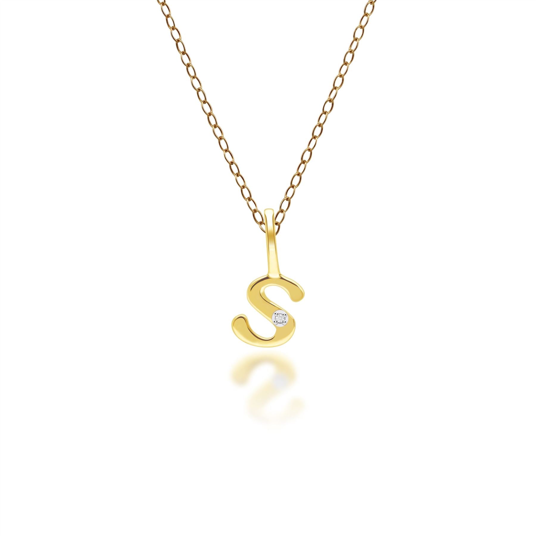 Women’s Alphabet Letter S Diamond Pendant In Yellow Gold Gemondo