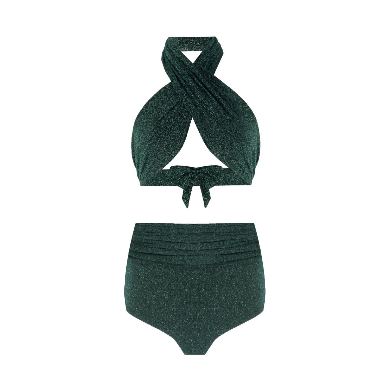 Nur Karaata Women's Sparkle Green Bikini Set In Green