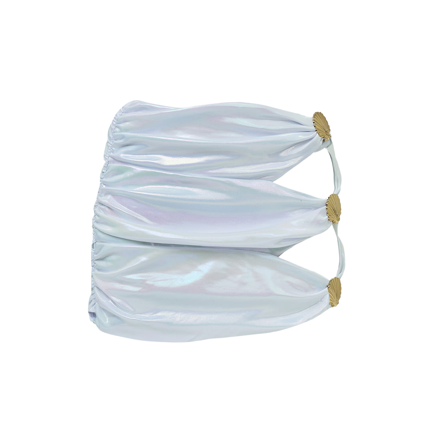 Aulala Paris Women's The Ocean Glamour - Shiny Cocktail Mini Skirt  Pearl White