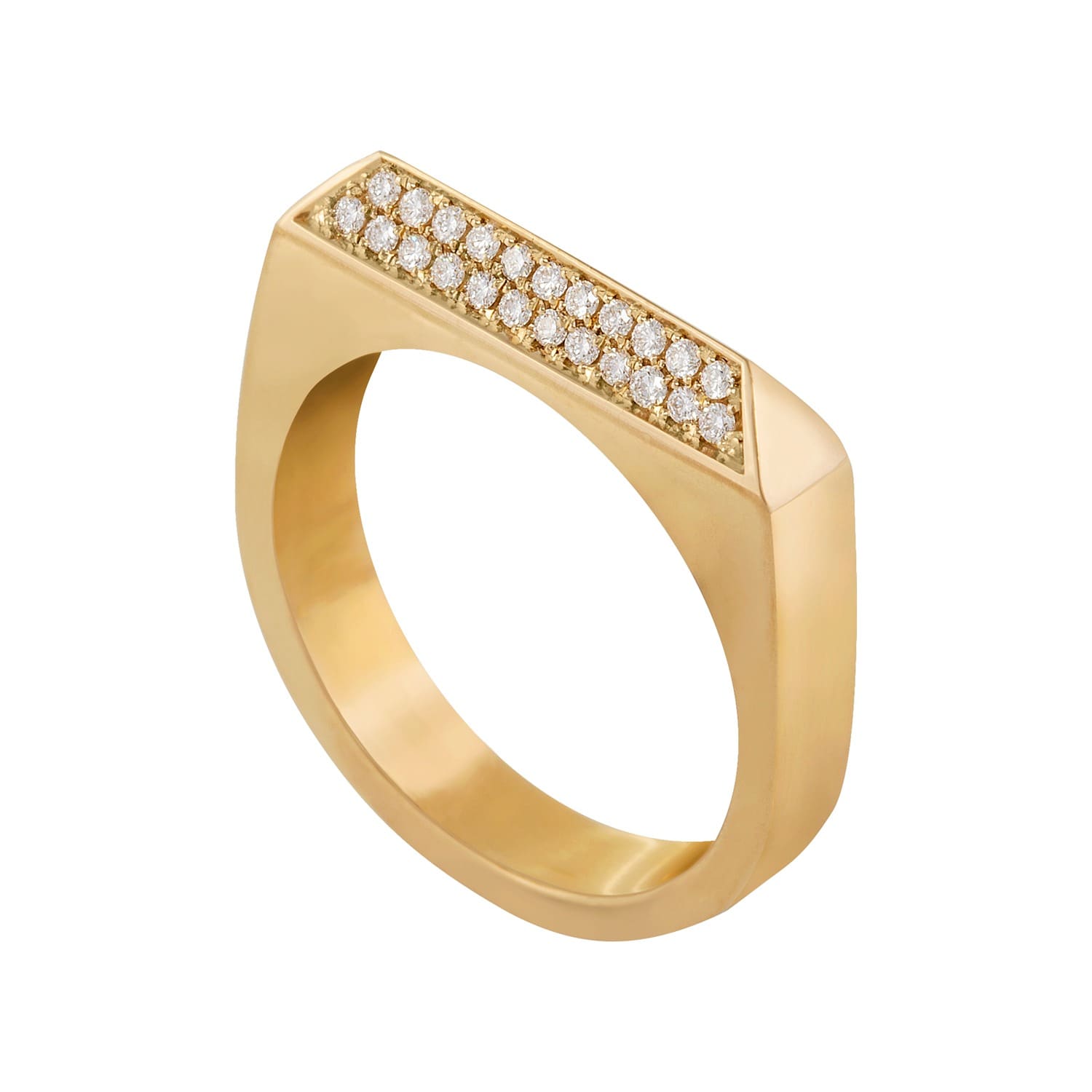 14Ct Gold Double Diamond Rooftop Ring 