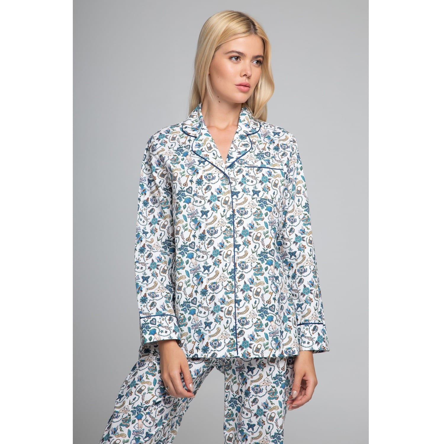 True Love Liberty Print Cotton Pyjama Set Rumour London Wolf