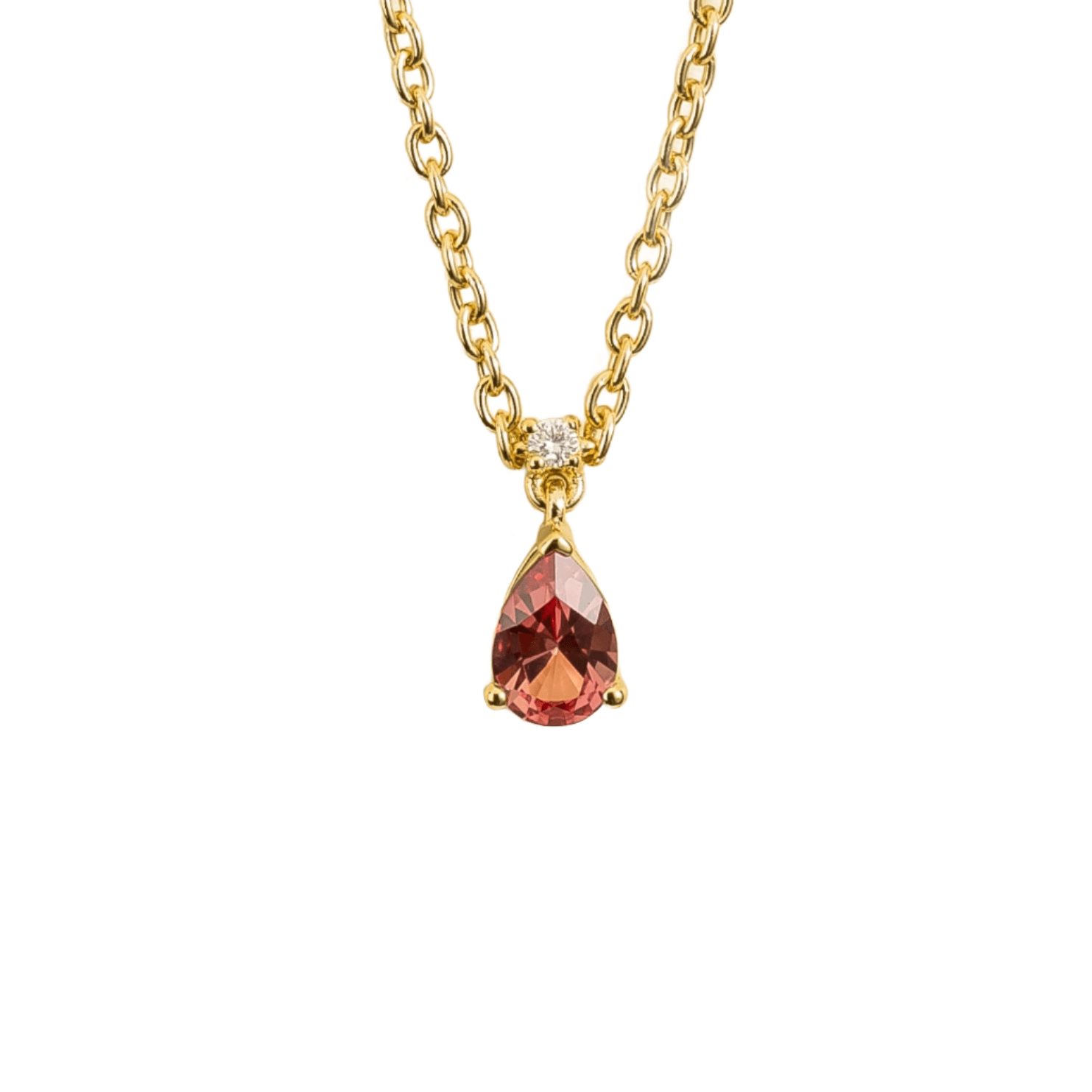 Women’s Yellow / Orange / Gold Ori Small Pendant Necklace In Padparadscha Sapphire & Diamond Set In Gold Juvetti