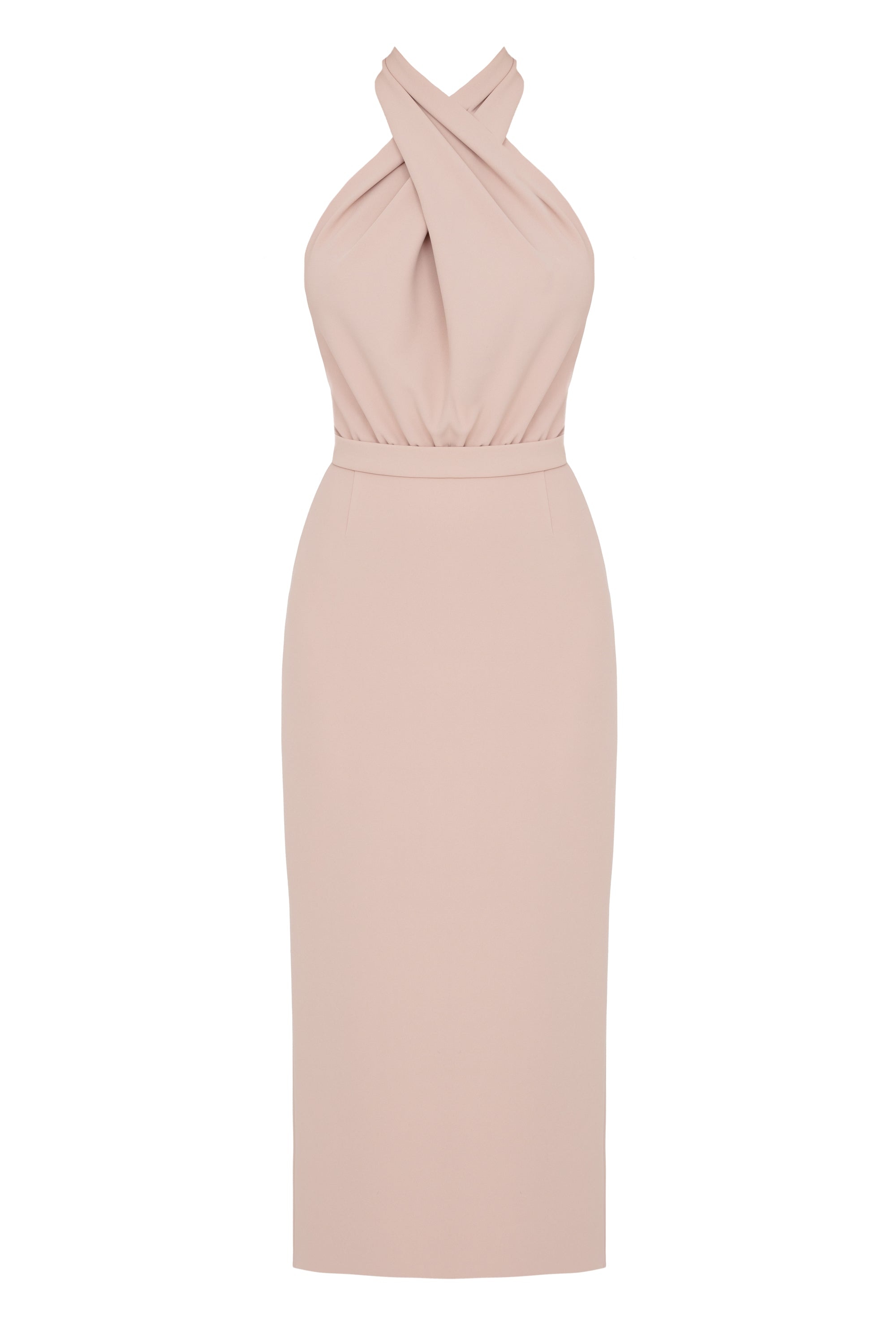 Undress Women's Neutrals / Rose Gold Celia Dusty Pink Halter Neck Midi Dress