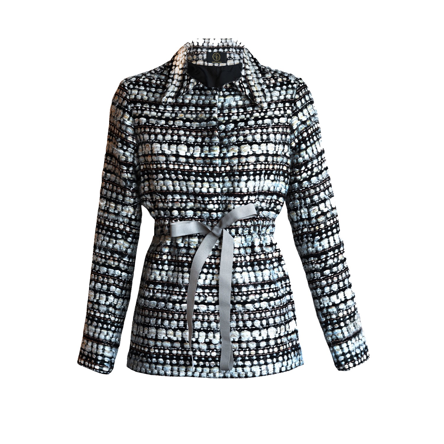 Geegee Collection Women's Grey / White Penelope Coat In Multi