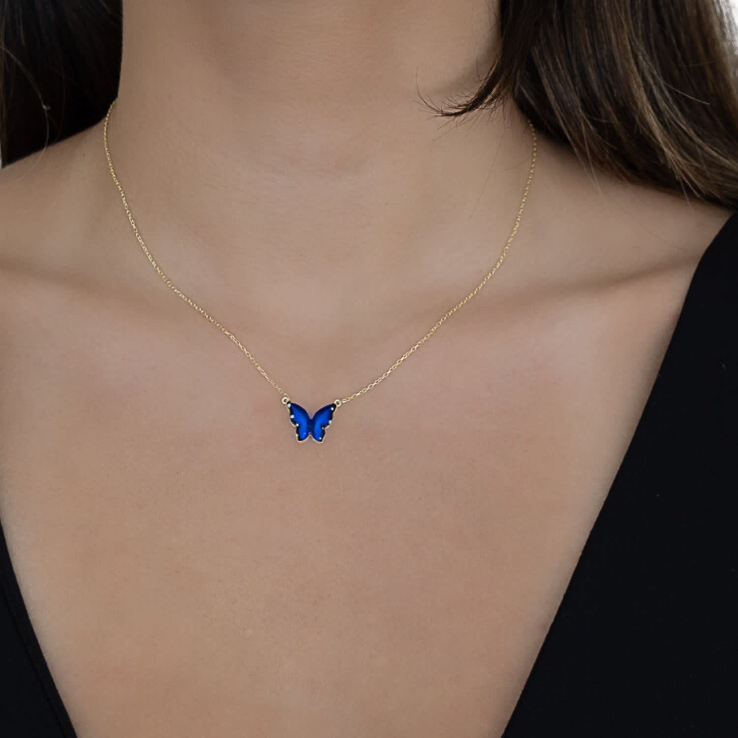Butterfly necklace best sale blue