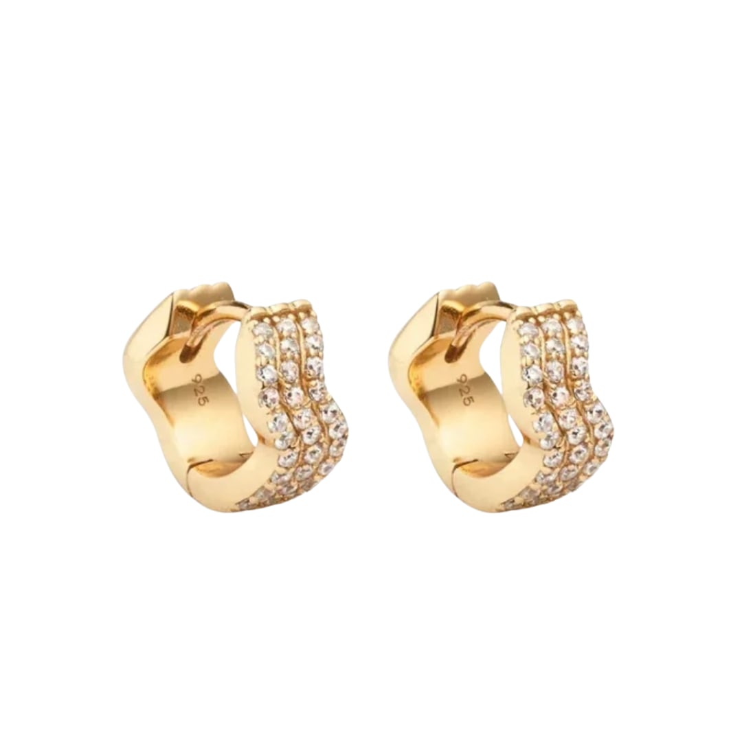 Nazzar Women's Pave Gold Wave Huggie Mini Earrings In Gold