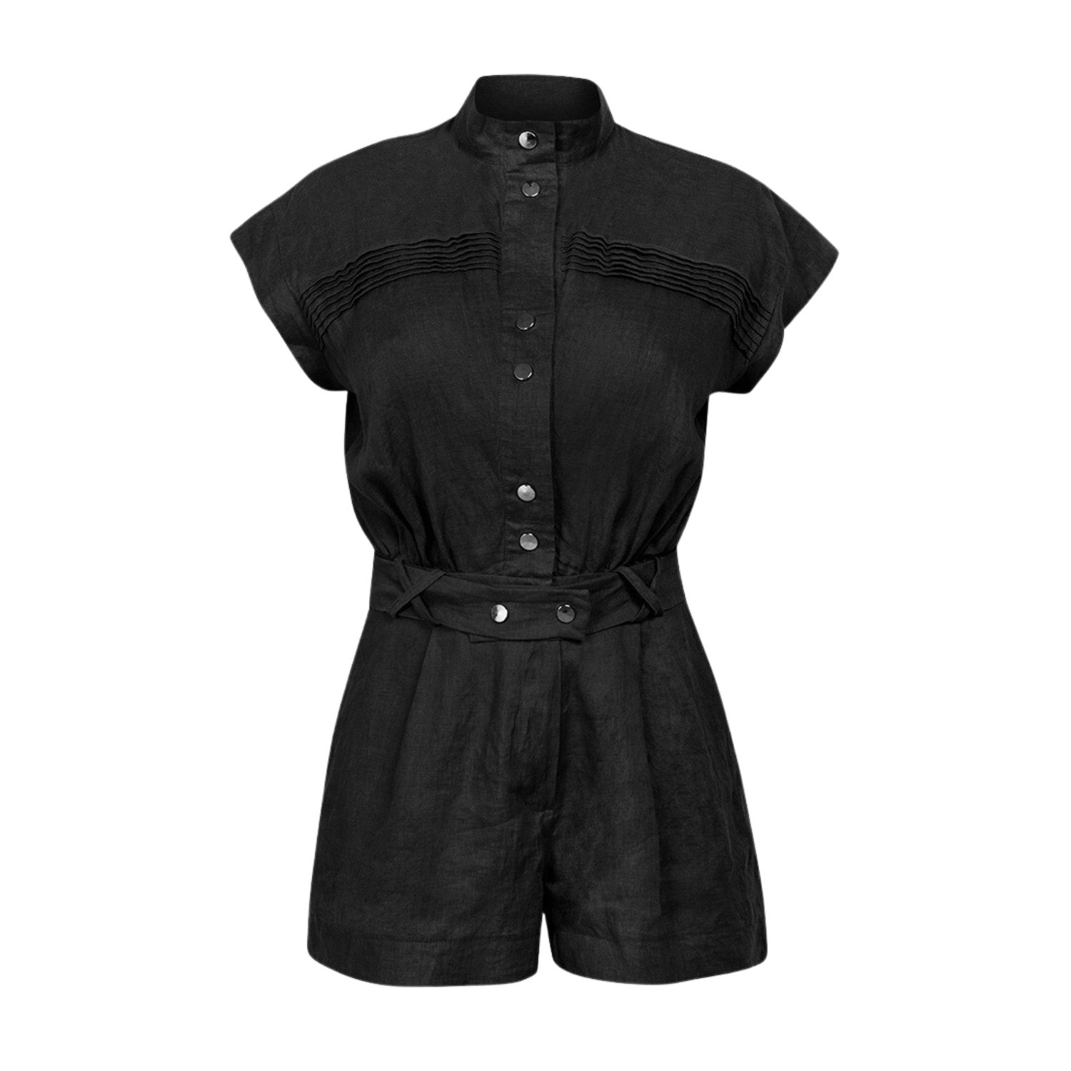 Women’s Linen Jumpsuit With Shorts In Black Small Clich Reborn