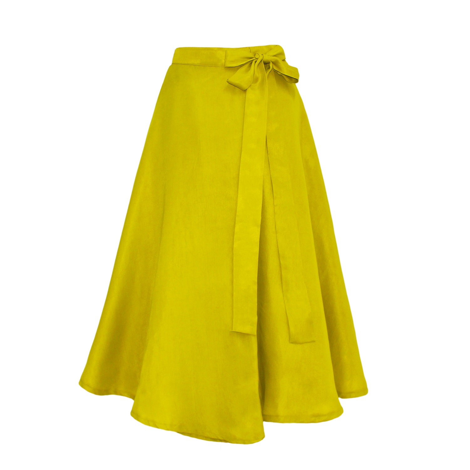 Women’s Green Wrap Around Midi Skirt In Raw Lime Hues Small Richa Sharma