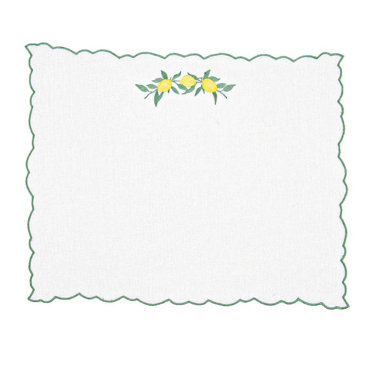 Km Home Collection Lemon Embroidery Linen Placemats Set Of 2 In Yellow