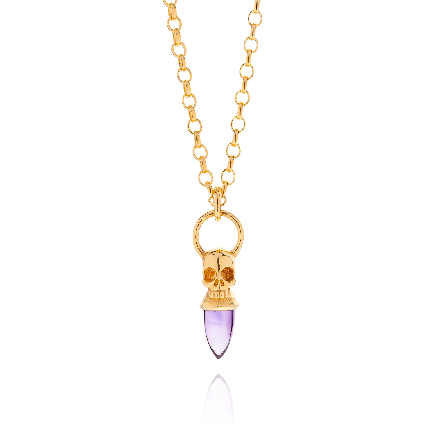 Women’s Skull Necklace - Amethyst & Gold Lee Renee