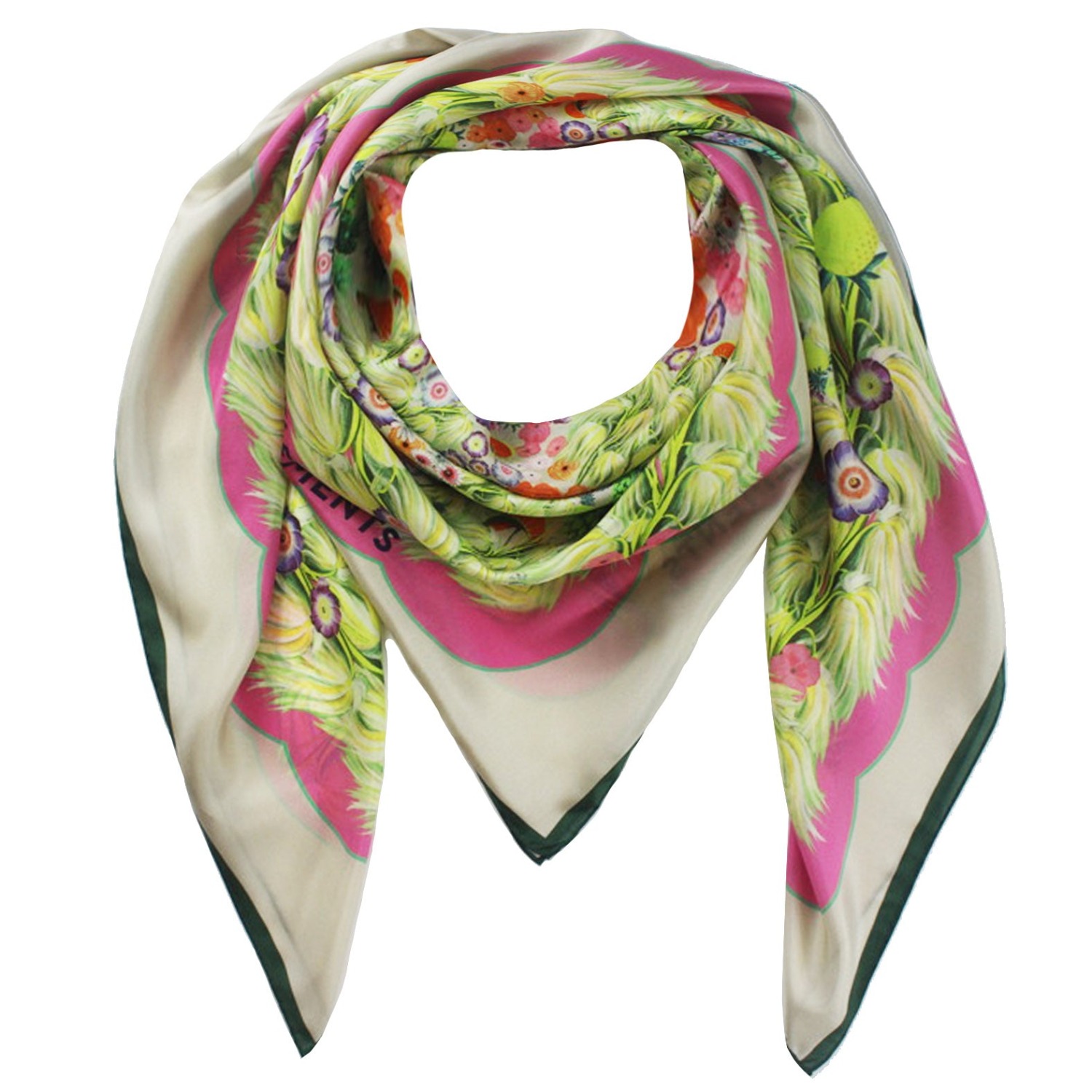 Lost Pattern Camellia Floral Large Silk Square Scarf | Head Wrap