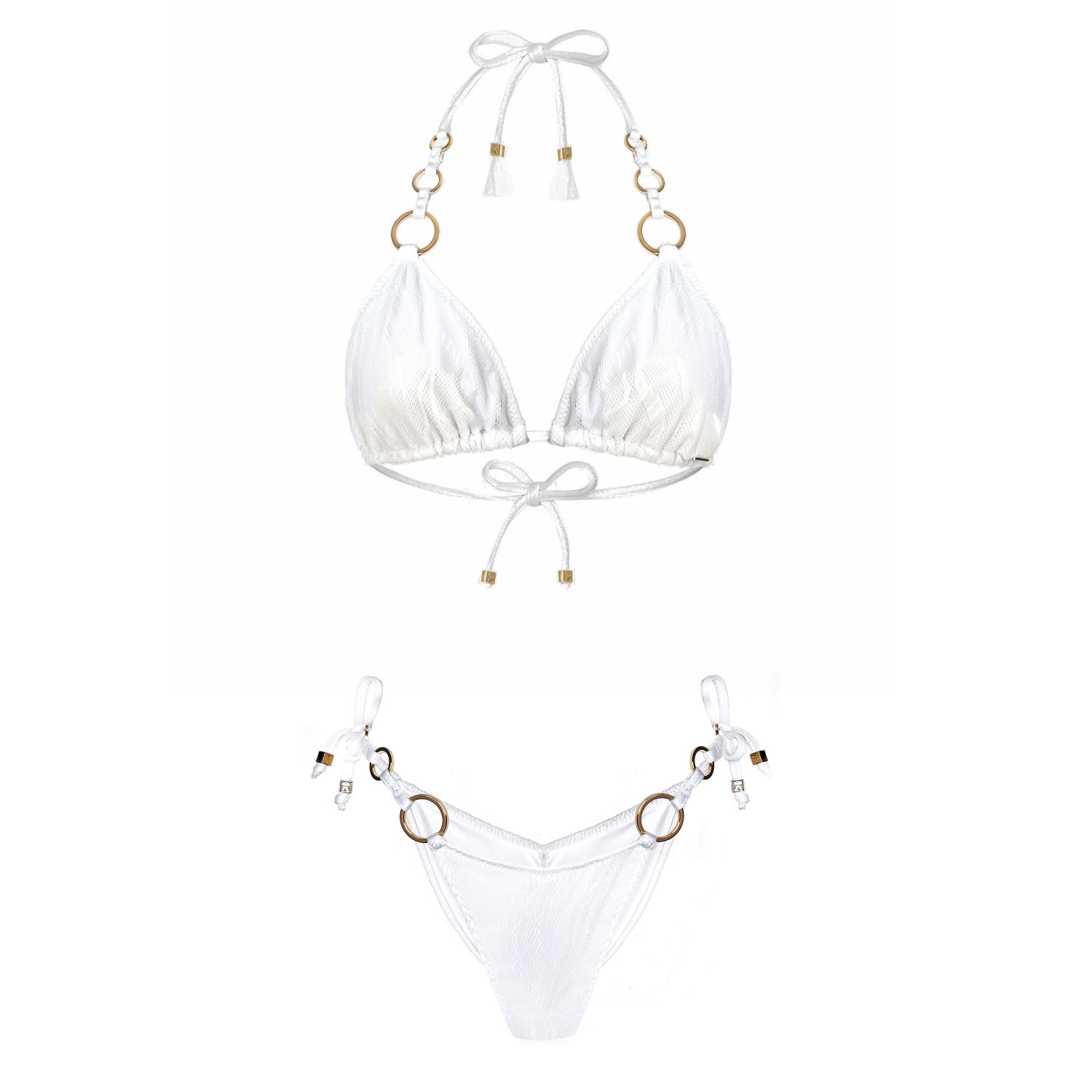 Women’s Gold / White Lace Eco Bikini Set Cala Comte Aurora Aina - White Large Elin Ritter Ibiza