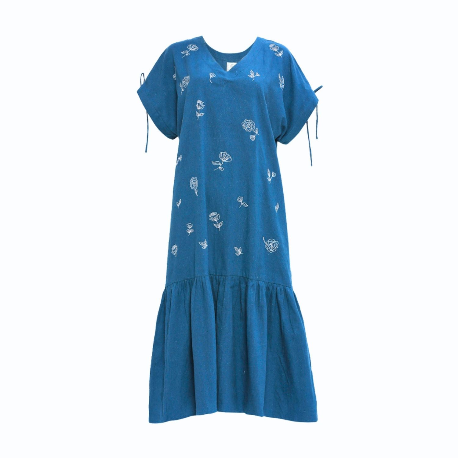 Women’s Blue Indigo Bloom Dress One Size Organic Hanger