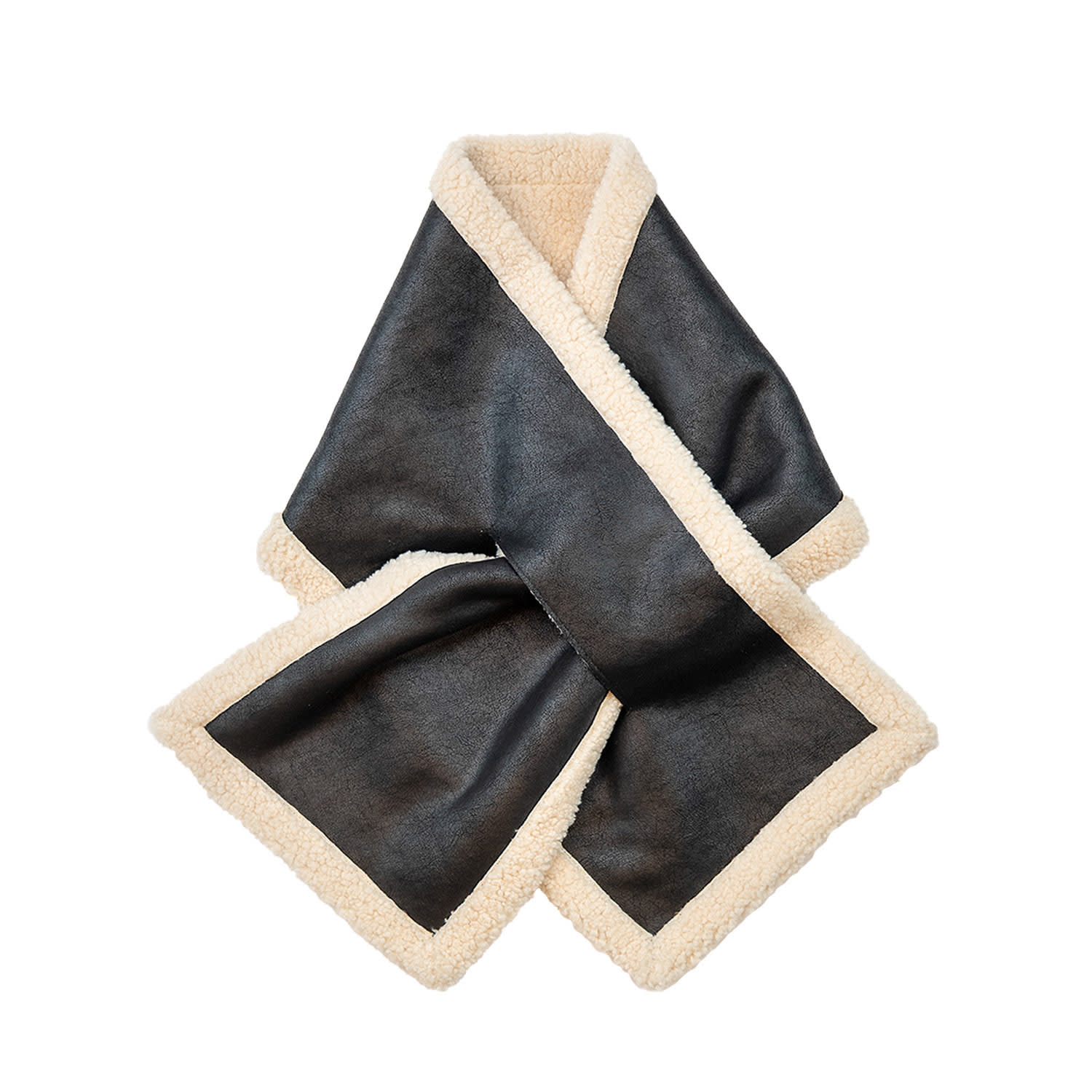 Circular Path Women's Black / Neutrals Faux Shearling Vegan Scarf - Cream Black