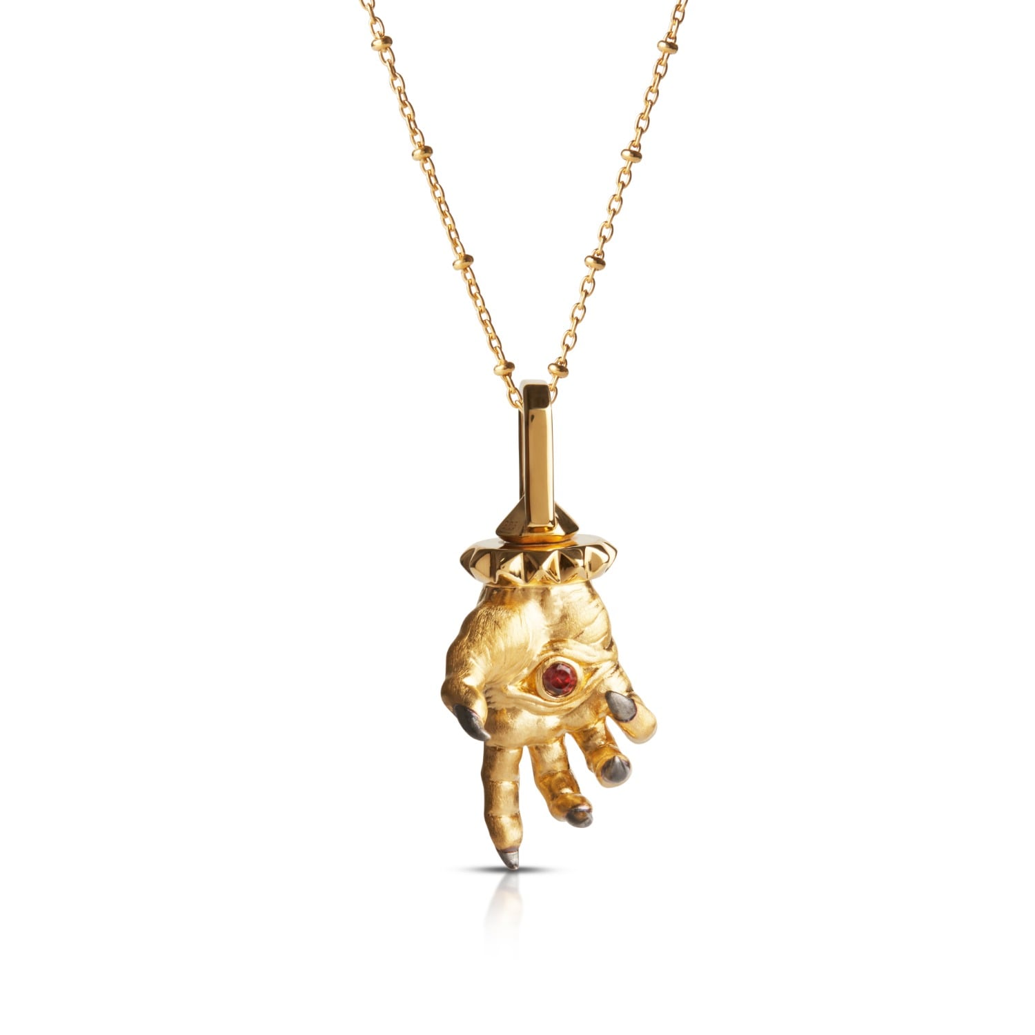 Kasun Women's Hand Of The Protector Pendant - January - Garnet - Gold Vermeil