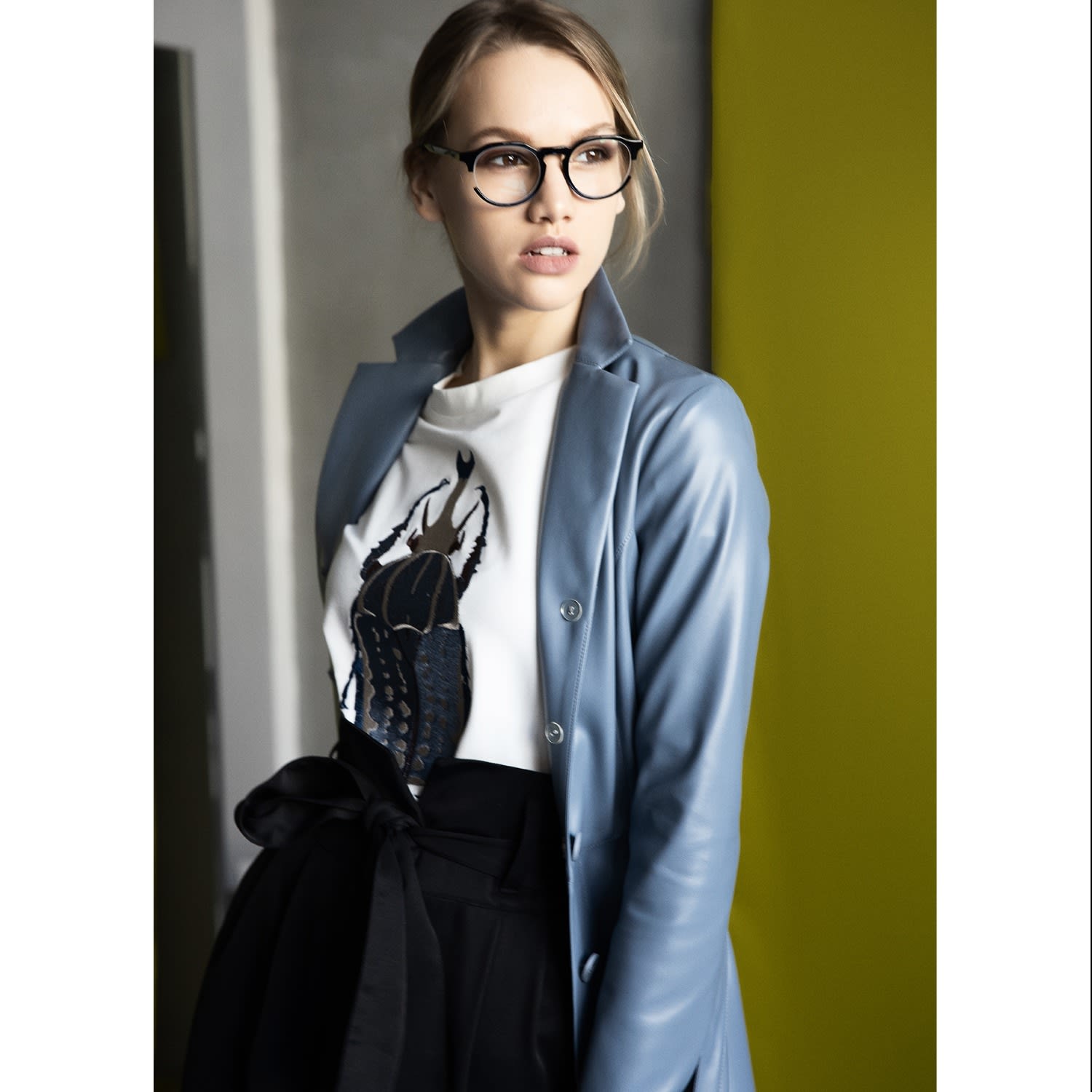 Blue Long Button-Up Eco-Leather Trench | Julia Allert | Wolf & Badger