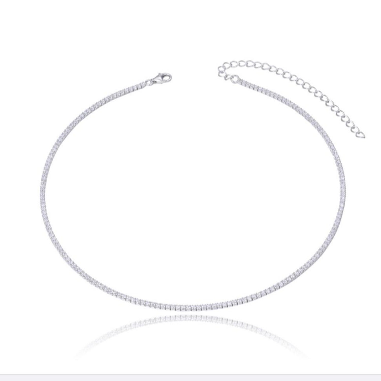 Women’s Thin Tennis Necklace - Silver Shymi