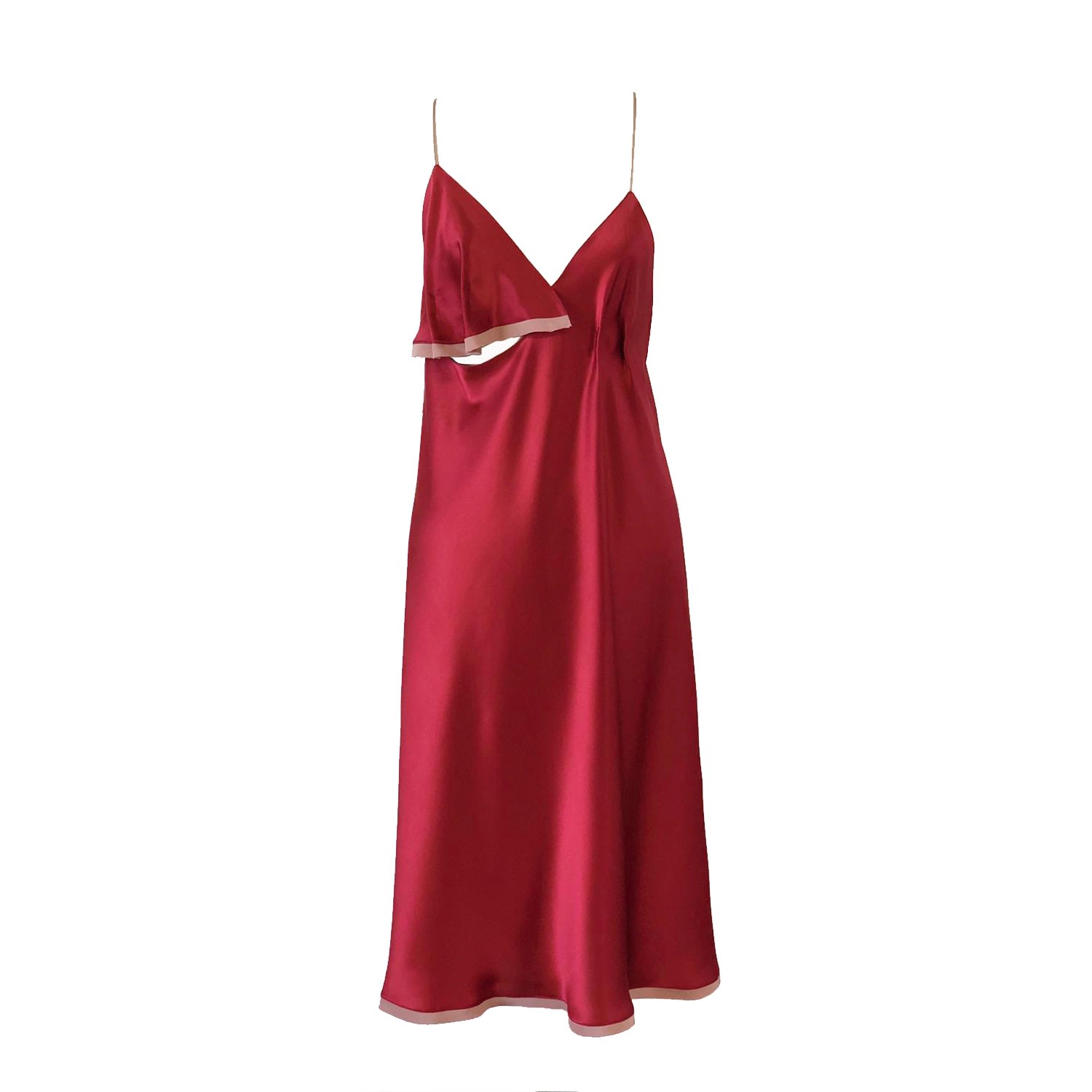 Women’s Red Silk Slip Dress Medium Crease