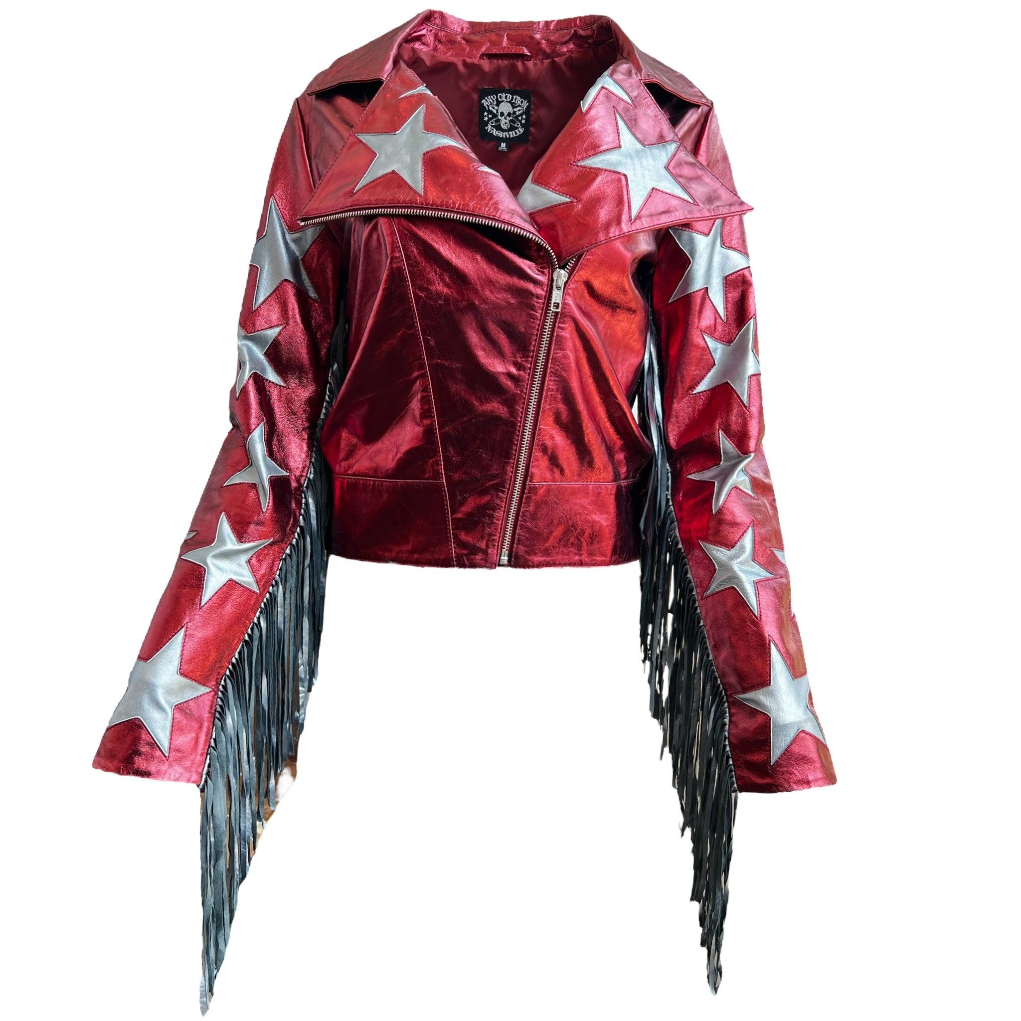 Any Old Iron Women's Red / Silver Red Metallic Hell For Leather Moto In Red/silver