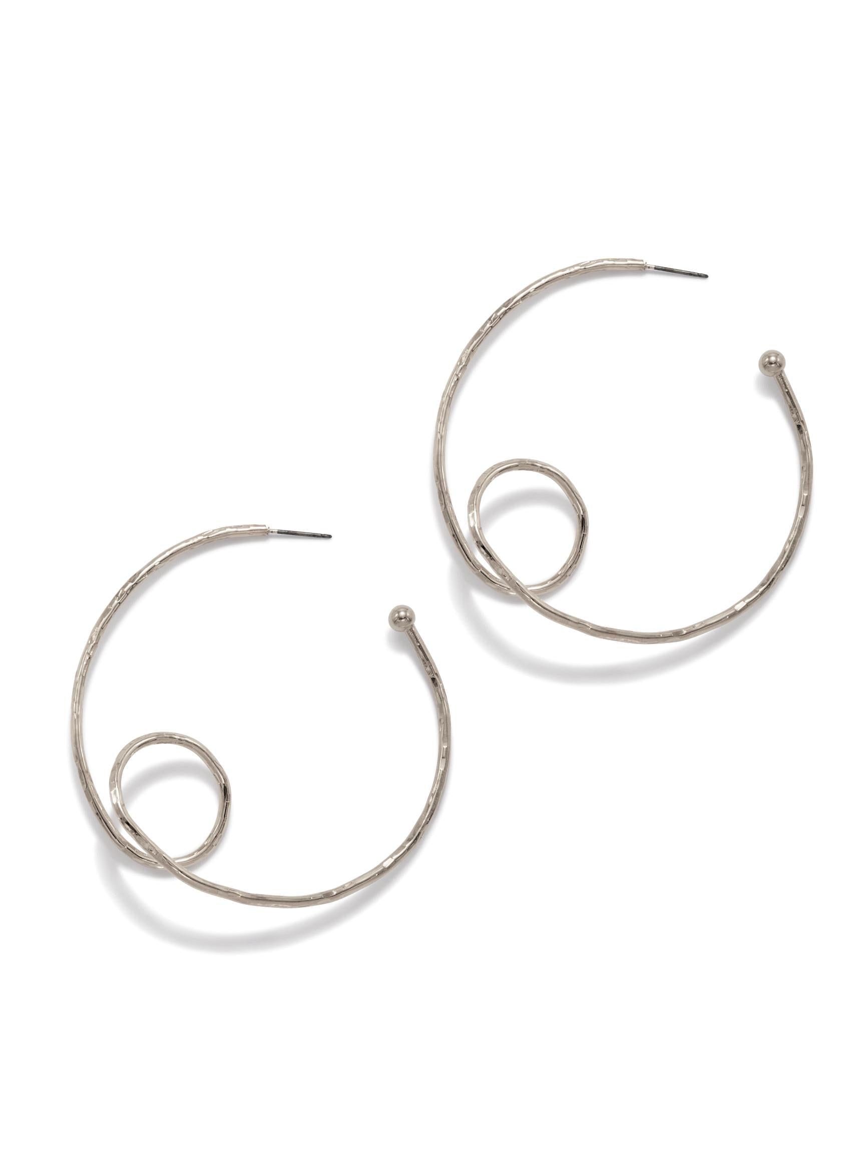 Jaredjamin Women's Silver Loop-de-loop Hoop Post Earrings