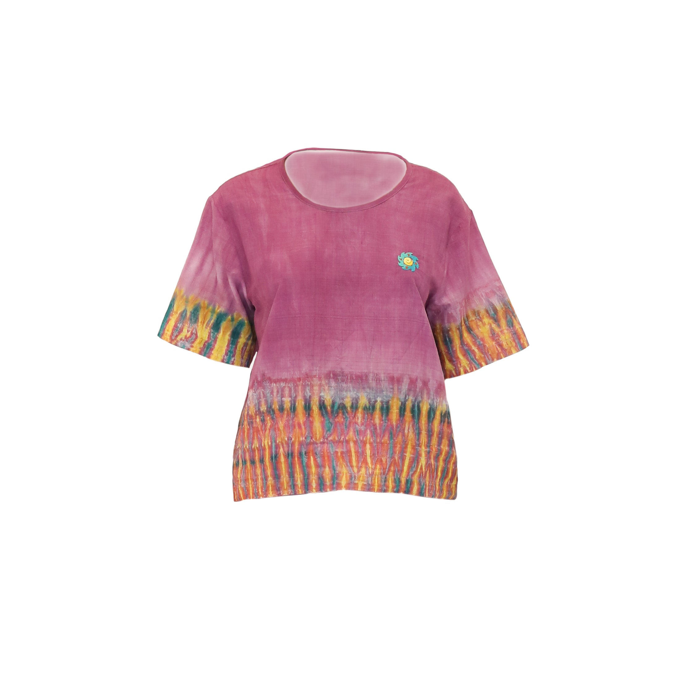 Tiger And The Monkey Women's Pink / Purple The Ellen Handloomed Organic Cotton Shibori Tee Shirt - Purple Multicolor