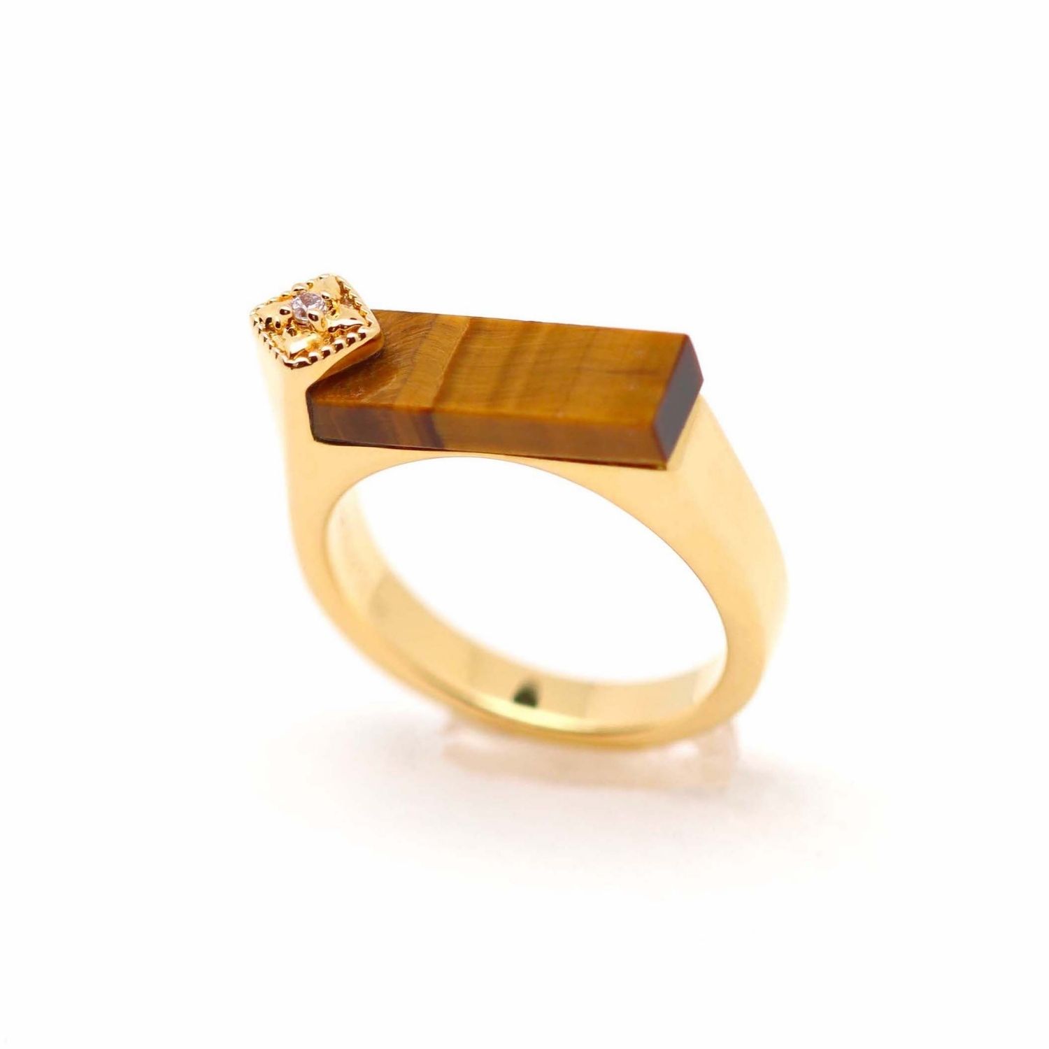 Women’s Gold / Brown Louisette Tiger’s Eye Ring Lambertine Sas