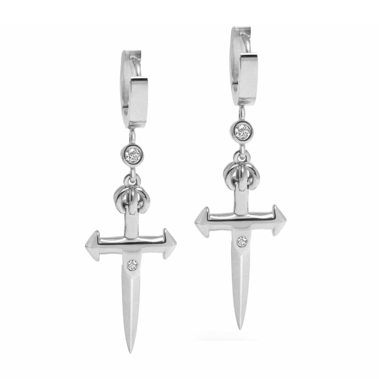 Nialaya Men's Skyfall Sword Earrings In Silver In Metallic