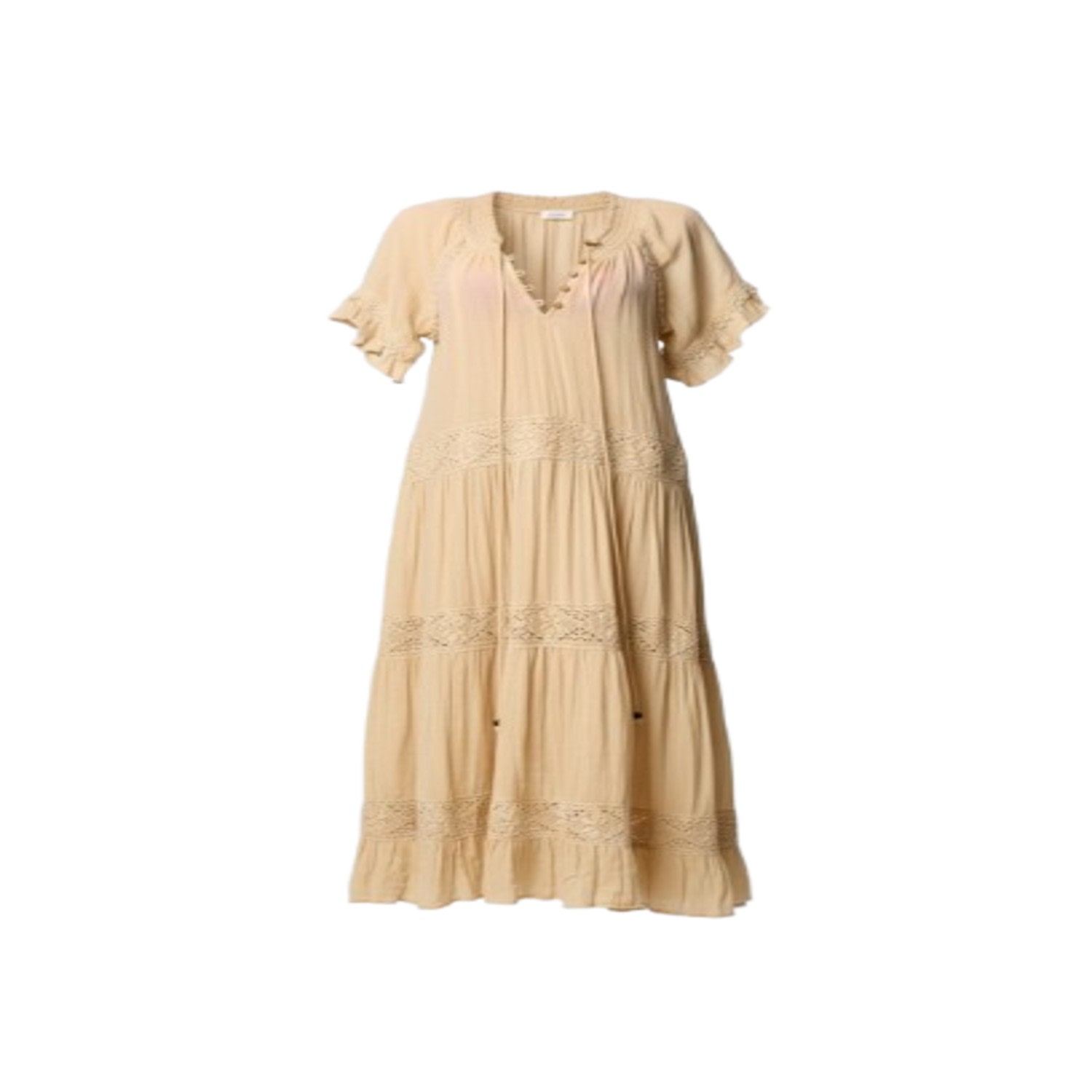 Saachi Women's Brown Cotton Long Beige Kaftan Dress In Neutral