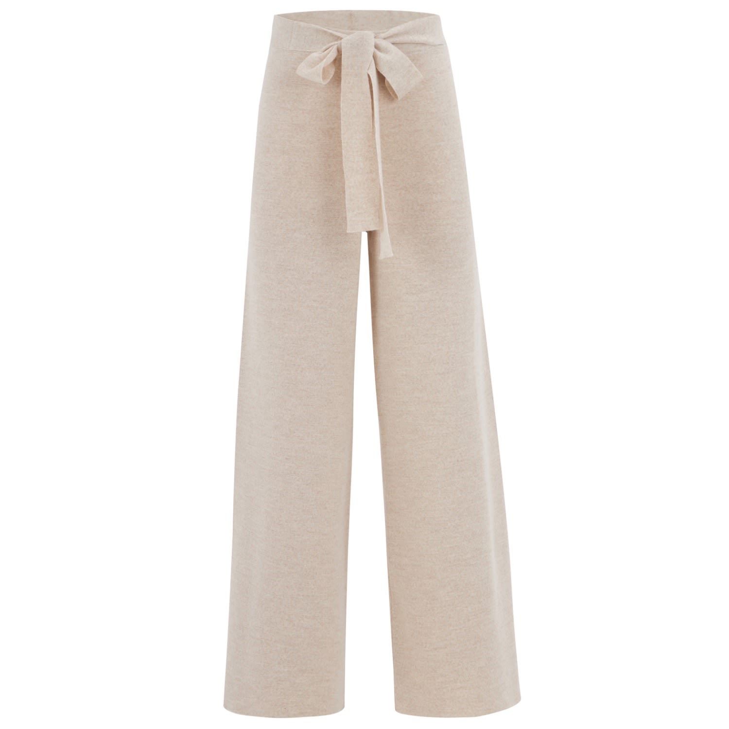 Women’s White Bell Bottom Knit Trousers - Ecru Melange Medium Peraluna