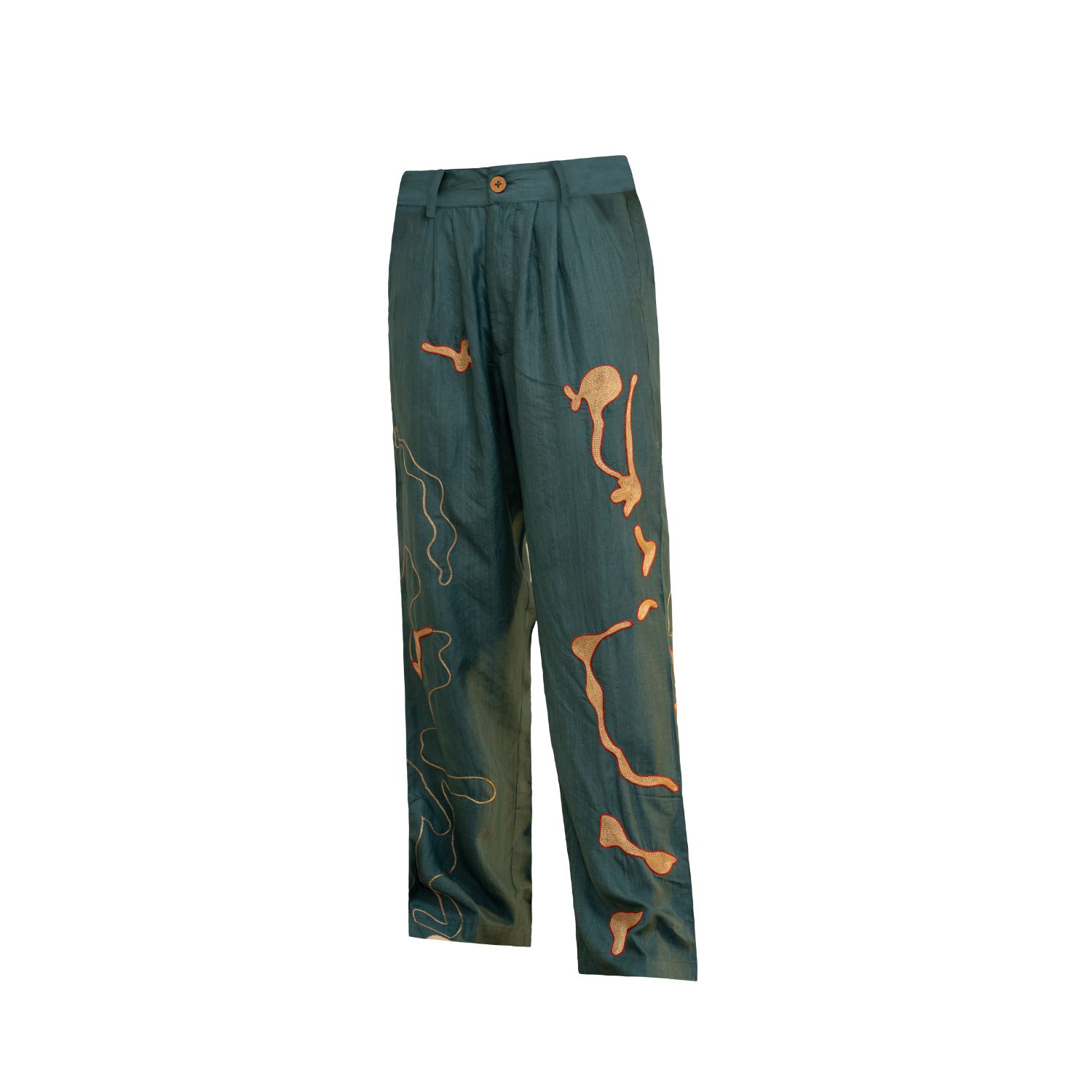 Tega Collective Women's Blue / Gold Samudram Coral Silk Trousers In Blue/gold